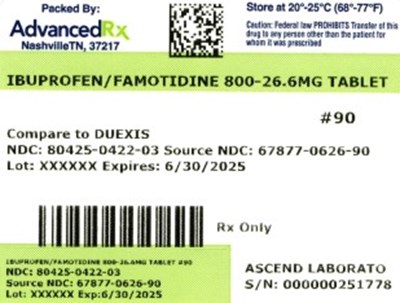 Ibuprofen/famotidine 800mg-26.6mg #90 (Ibuprofen Famotidine 800mg 26.6mg 80425 0422 03)